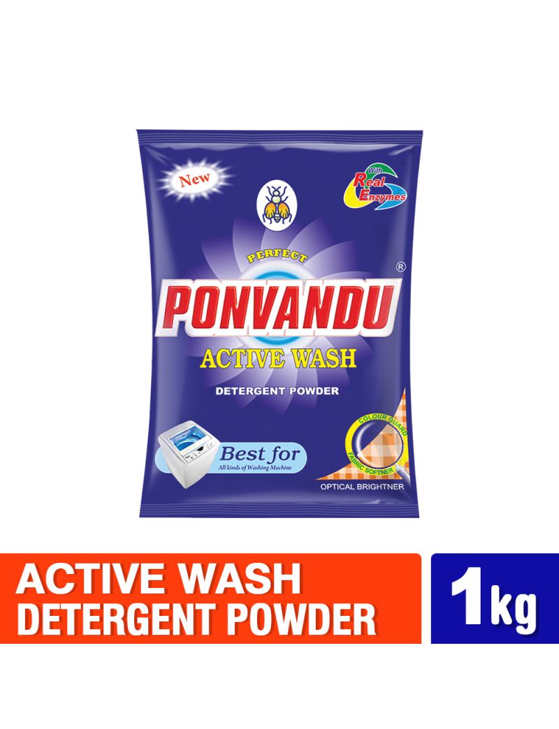 Ponvandu Prefect Active Wash Detergent Powder Blue 1Kg