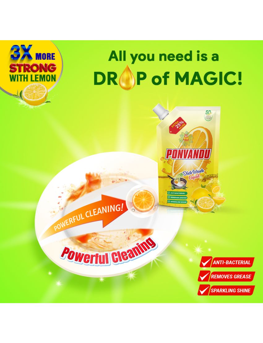 Ponvandu dishwash Liquid 175 ML -10 Nos