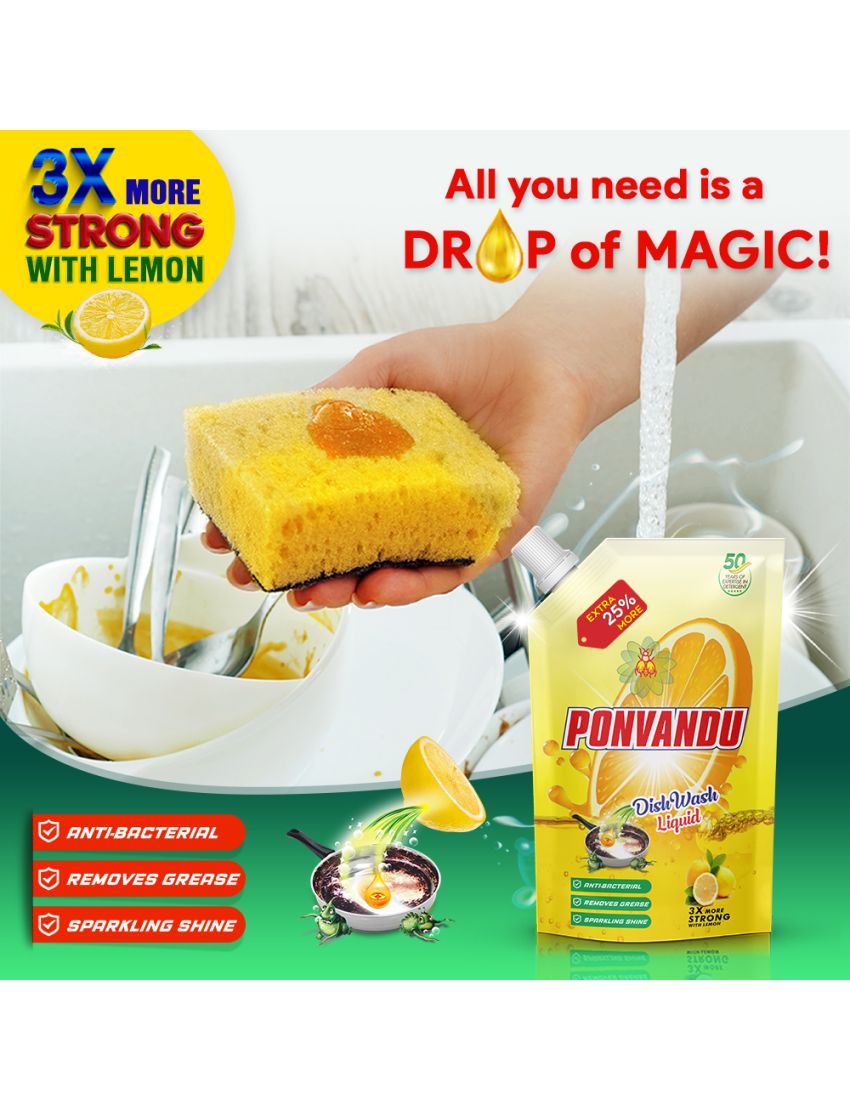 Ponvandu dishwash Liquid 175 ML -10 Nos