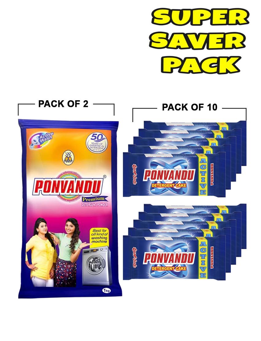 Ponvandu Active Detergent Cake Blue 150g + combo