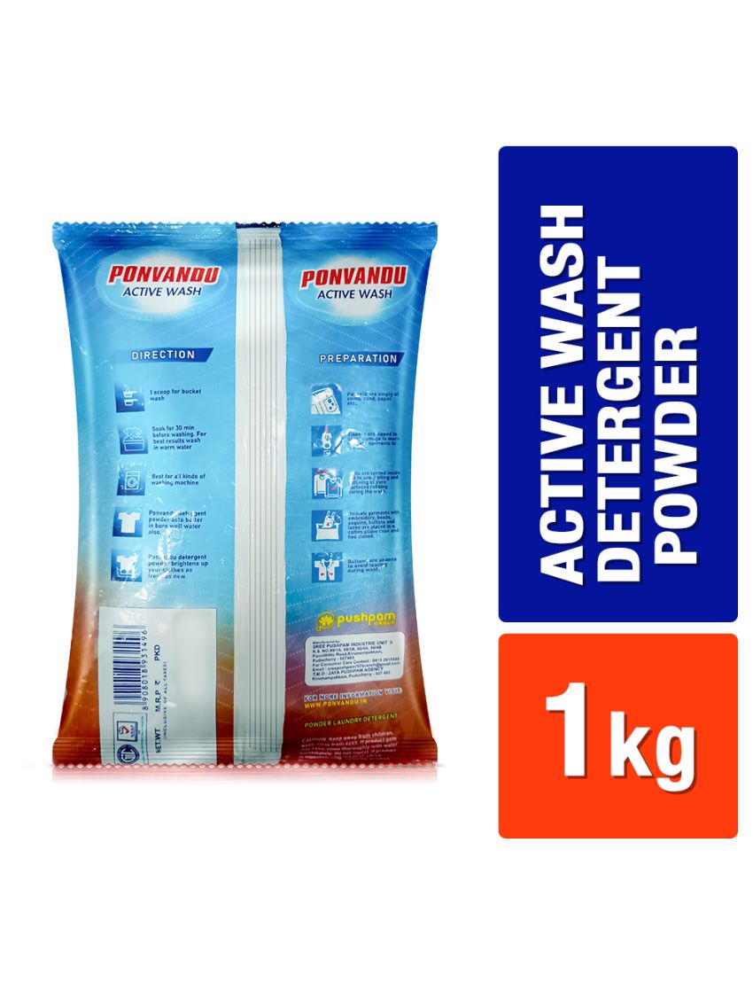Ponvandu Active Wash Detergent Powder-1 KG