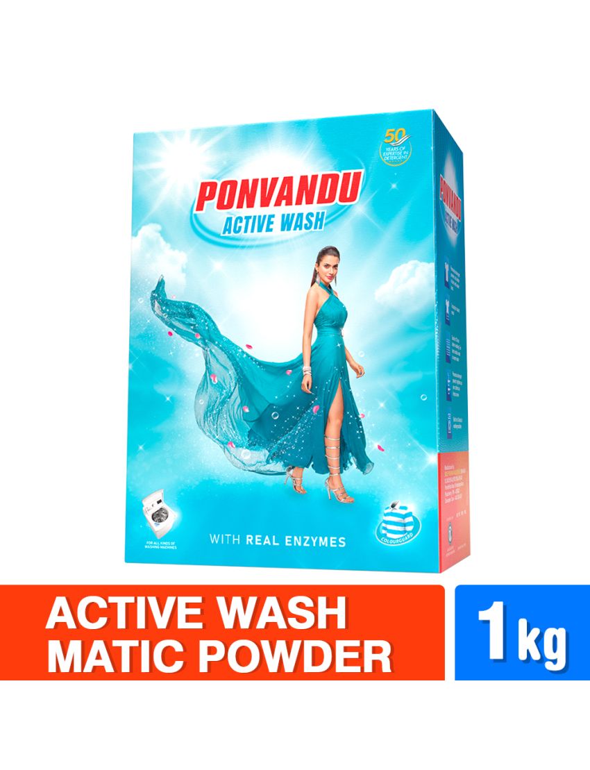 Ponvandu Active Wash Matic Detergent Powder Box- 1Kg