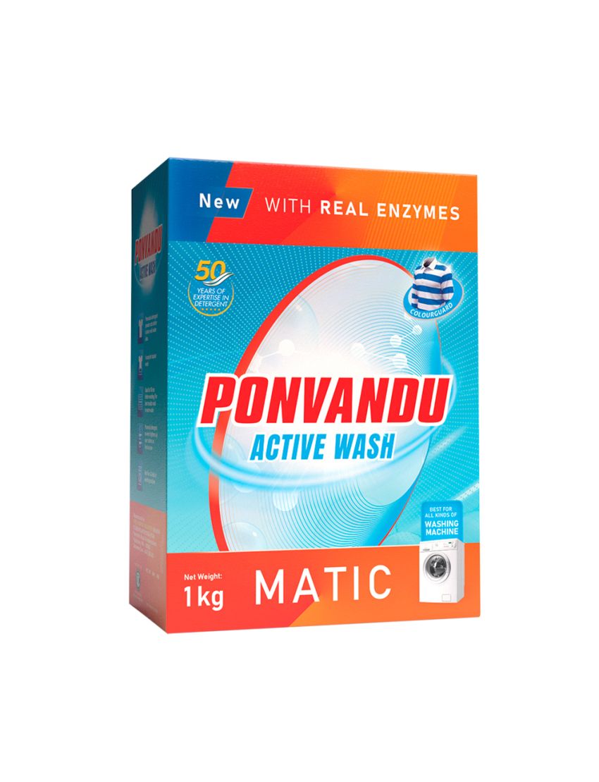 Ponvandu Active Wash Matic Detergent Powder Box- 1Kg