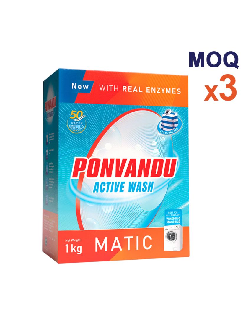 Ponvandu Active Wash Matic Detergent Powder Box- 1Kg