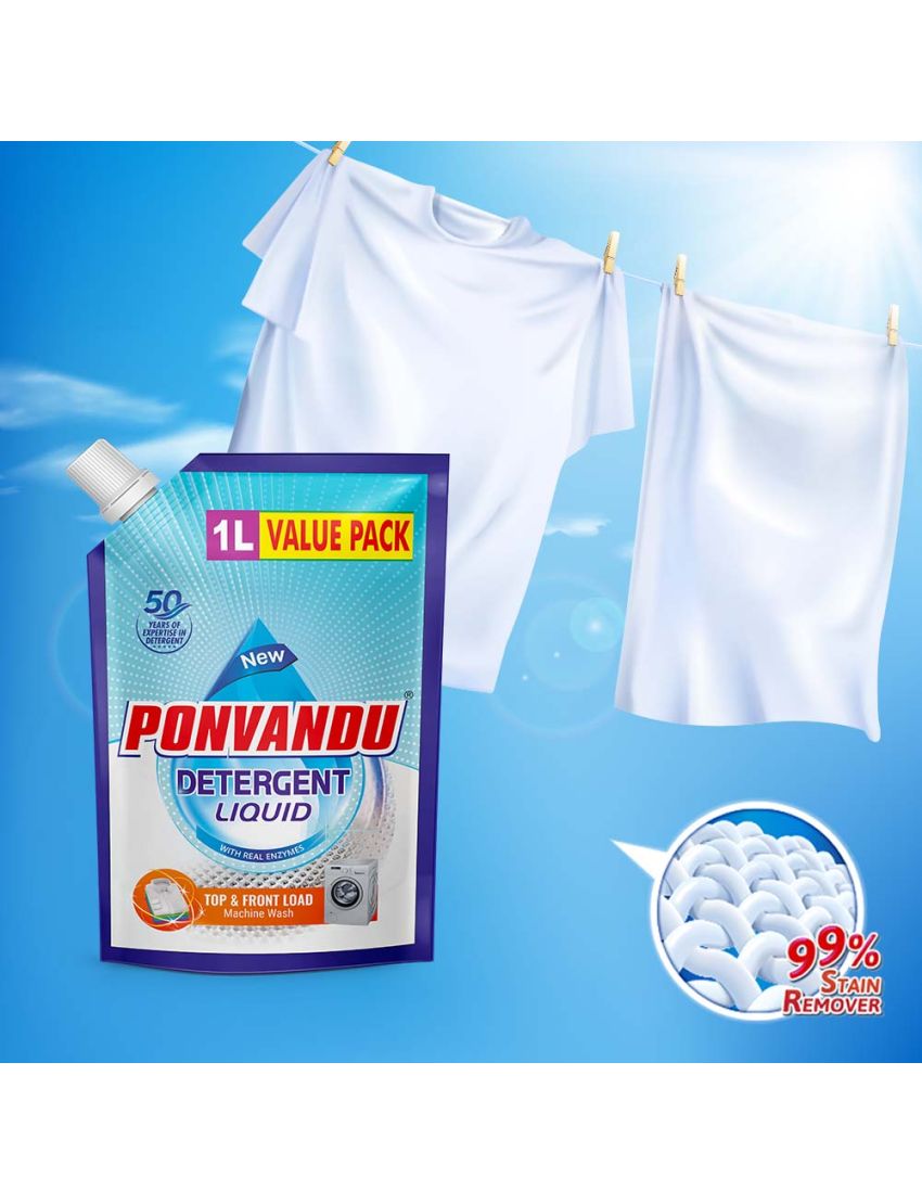 Ponvandu Detergent Liquid Value Pack-1 L