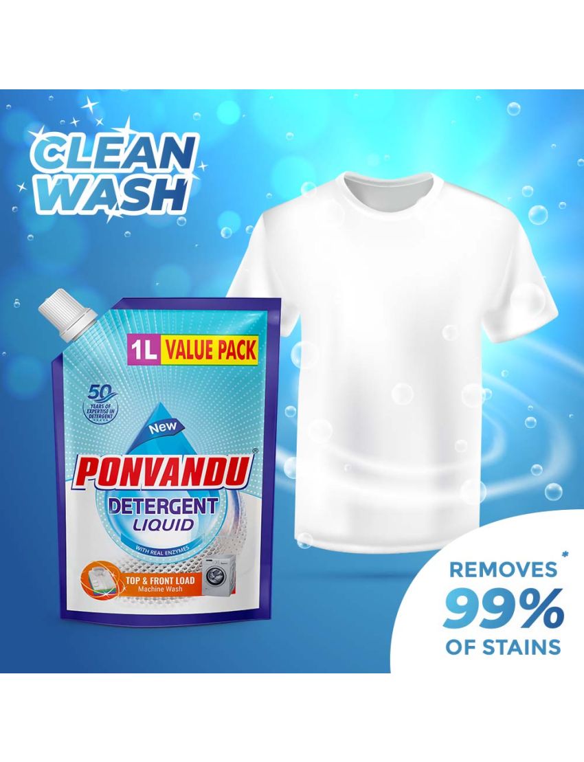 Ponvandu Detergent Liquid Value Pack-1 L