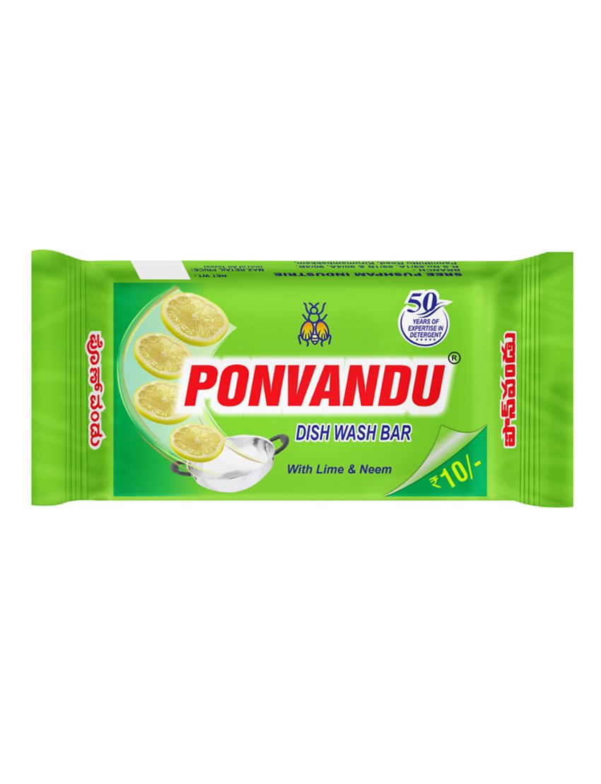 Ponvandu Dishwash Bar-145g - 20 Nos + Steel Scruber Pad 15g 24 Nos