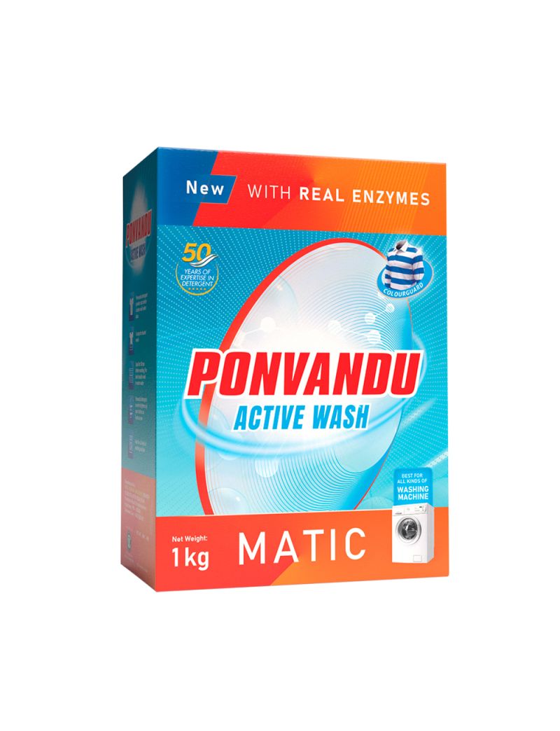 Ponvandu Active Wash Matic Detergent Powder Box- 1Kg